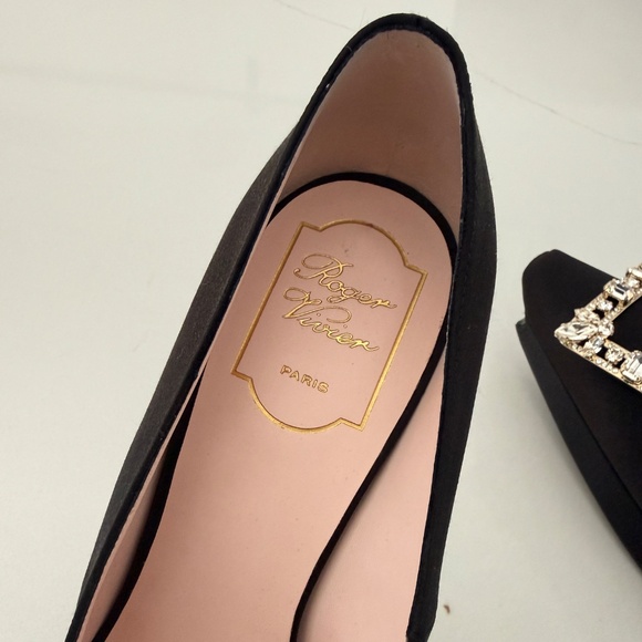 Roger Vivier Flower Strass Satin platform Evening Shoes Pumps - Picture 13 of 15